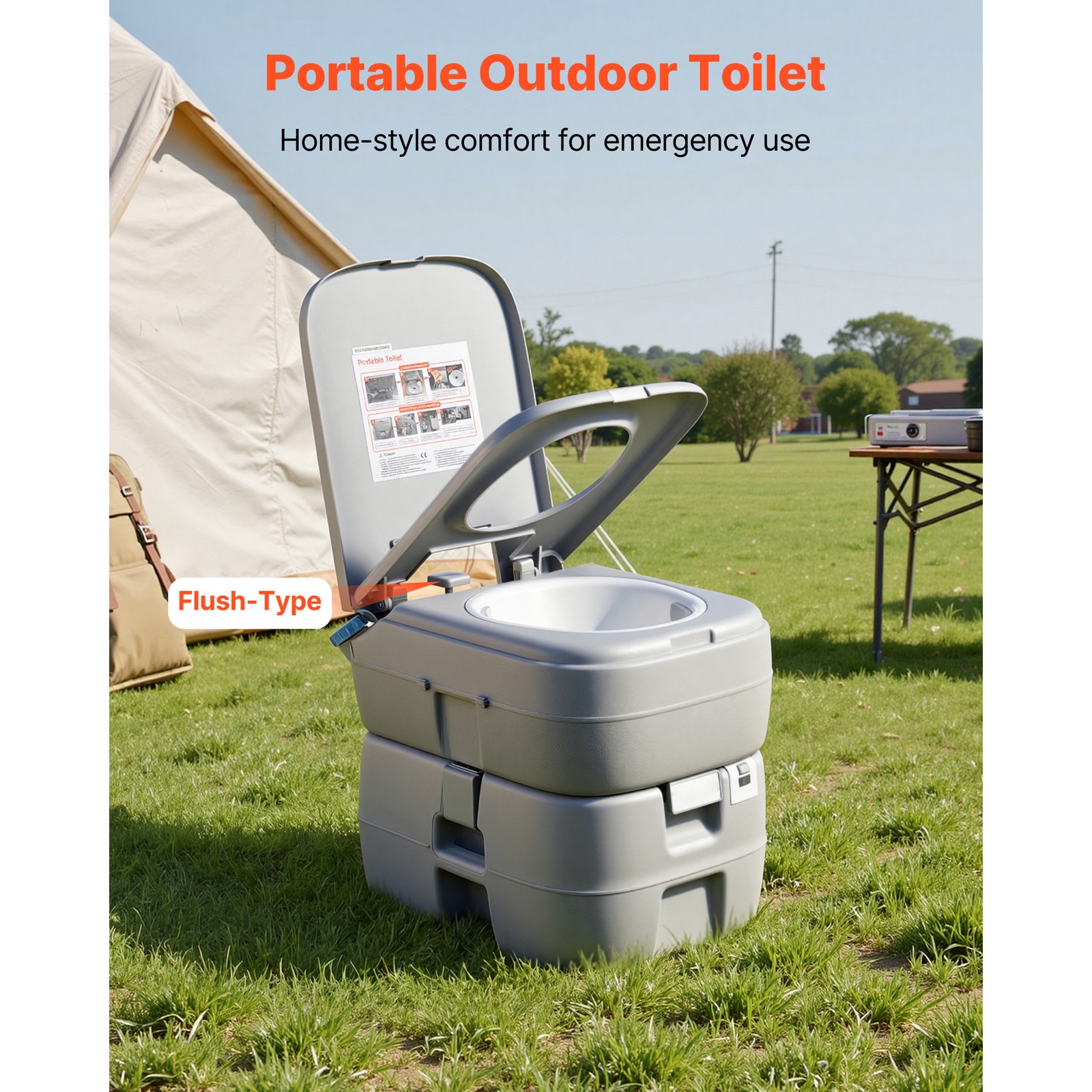 Uimoso Portable Outdoor Toilet with 7.9 Gallon Flush for Camping and Hiking