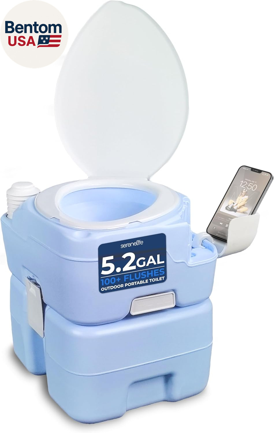 5.3 Gal Portable Camping Toilet for Adults, 100+ Flushes Porta Potty Camp Toilet