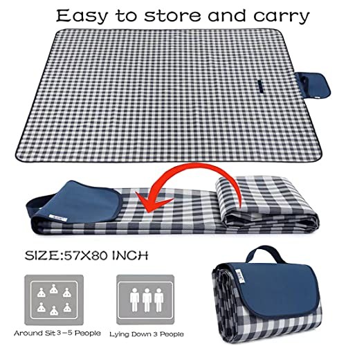RUIBOLU Large Picnic Blanket Beach Blankets, 80”x60” Picnic Black 80×60 Inch