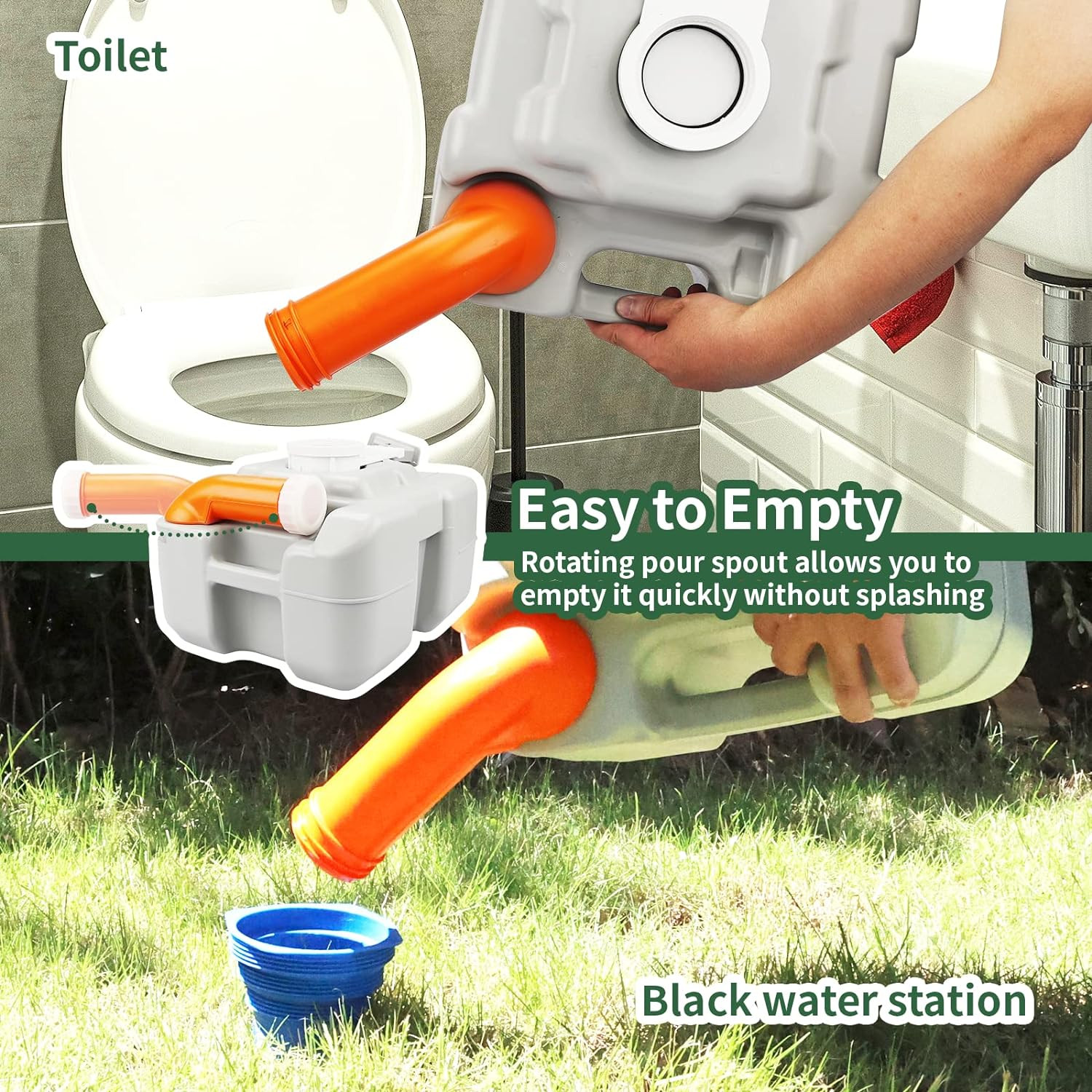 Portable Toilet, Camping Portable Toilet for Adults, 5.3 Gallon Waste Tank with
