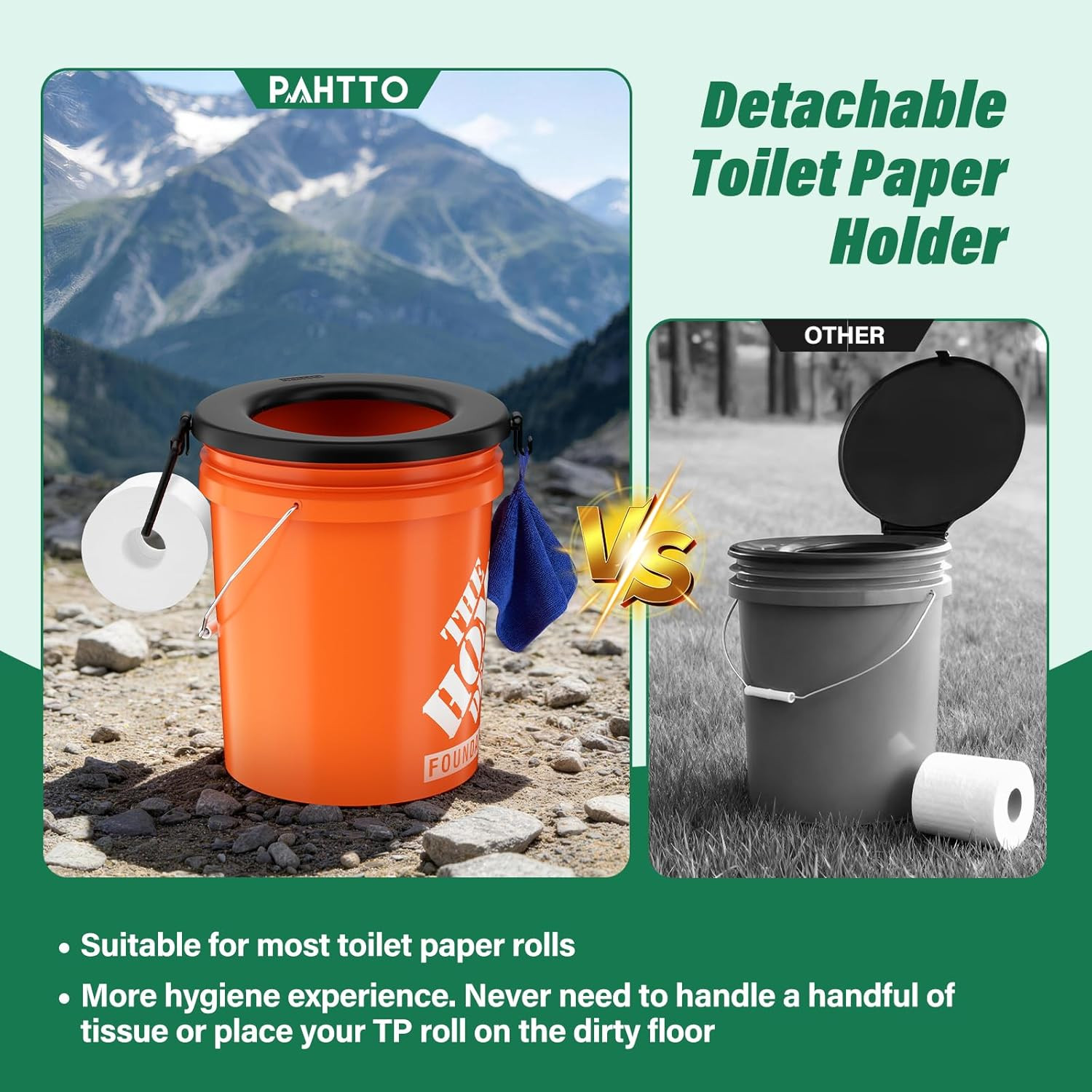 Portable Emergency Toilet Seat for 5 Gallon Bucket Snap-On Camping RV No Bucket