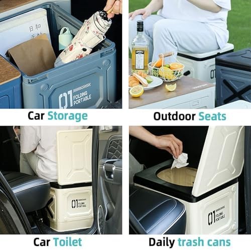 Multifunctional Foldable Portable Car Toilet Lightweight Outdoor Camping & Tr…