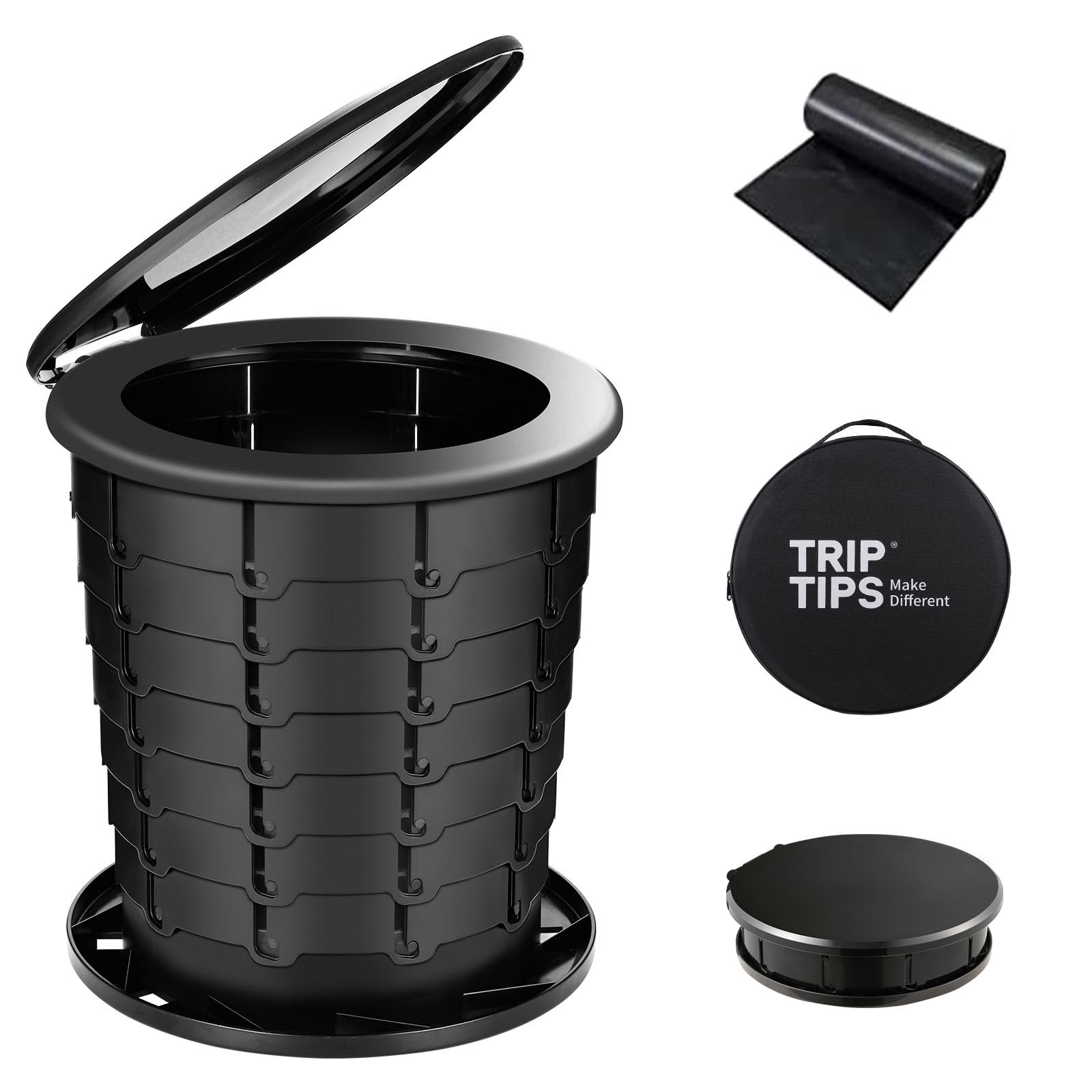 Retractable Portable Toilet Adjustable Height Camping Potty Adults Kids Fold