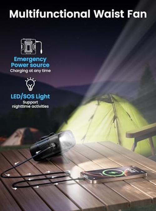 Waist Clip-on Shirt Fan, 100 Levels of Speeds, 24H Use Time | Cool Clip Black