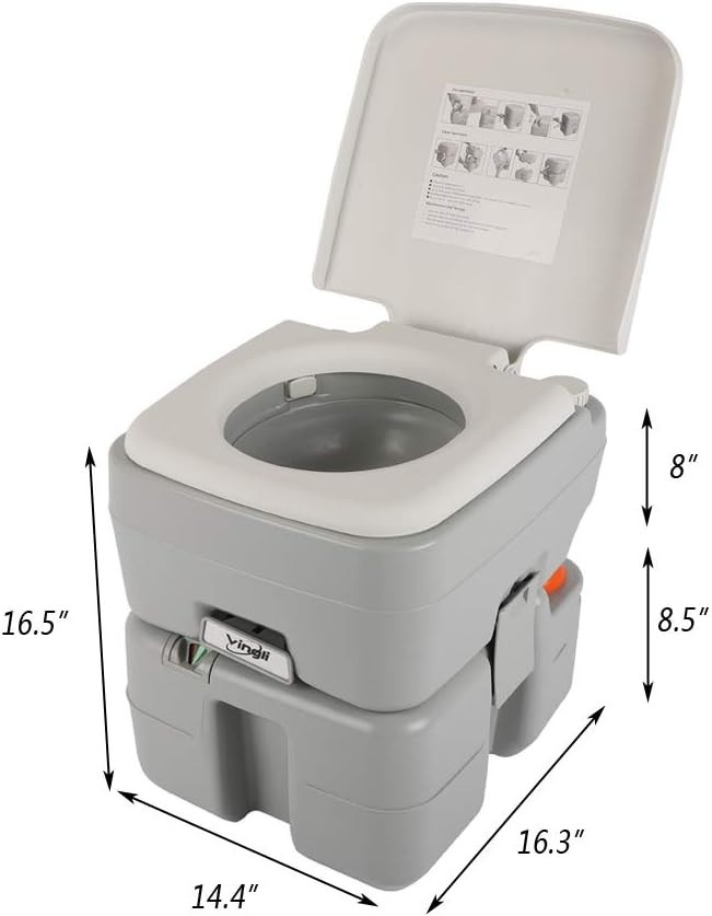 Portable 5.3 Gallon Camping Toilet w/Carrying Bag&Large Capacity Tank US STOCK
