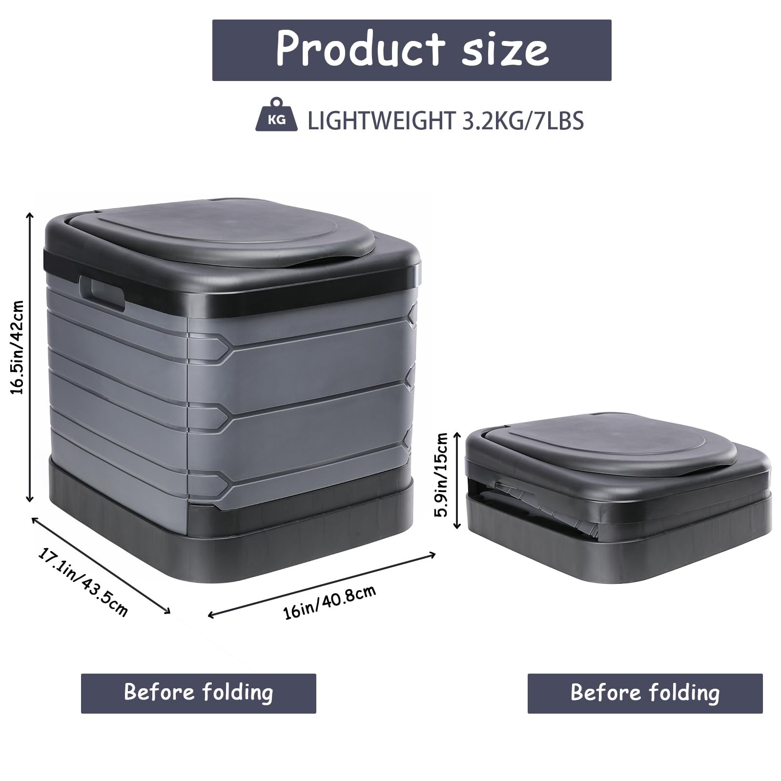 Upgrade XXXL Portable Toilet for Camping, Extra Large Folding Toilet for Adul…