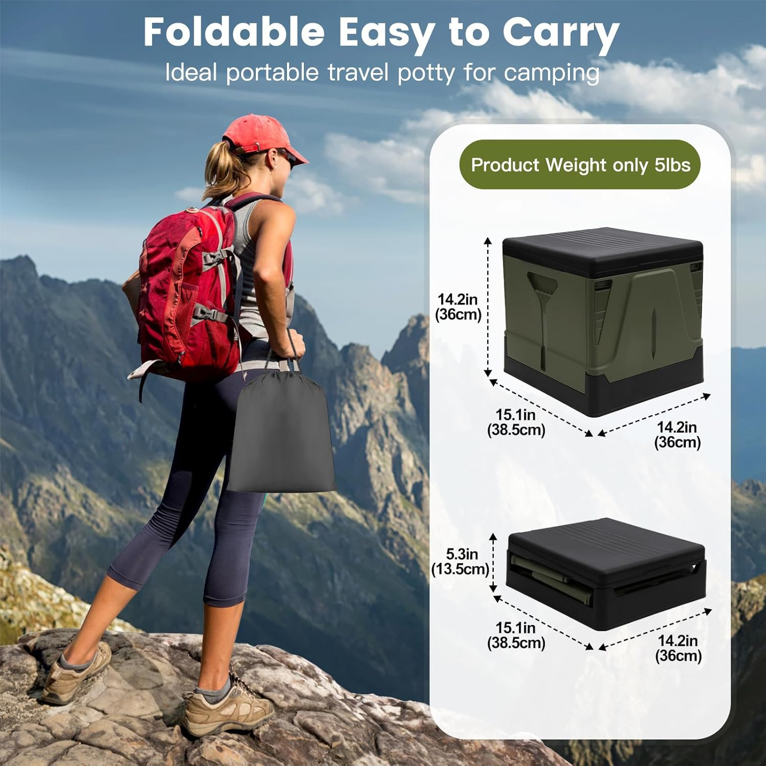 PORMYTRIP Portable Foldable Toilet for Camping, Travel, and Home Use