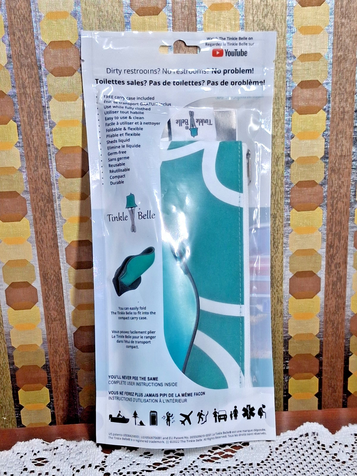 Tinkle Belle With Case Portable Female Urination Device Teal and Grey