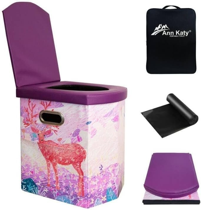 Upgrade XL Portable Toilet for Adults, Extra Large Portable Travel Floding To…