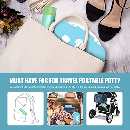 Portable Travel Potty Chair Liners Bags Universal with Drawstring, 90 Green