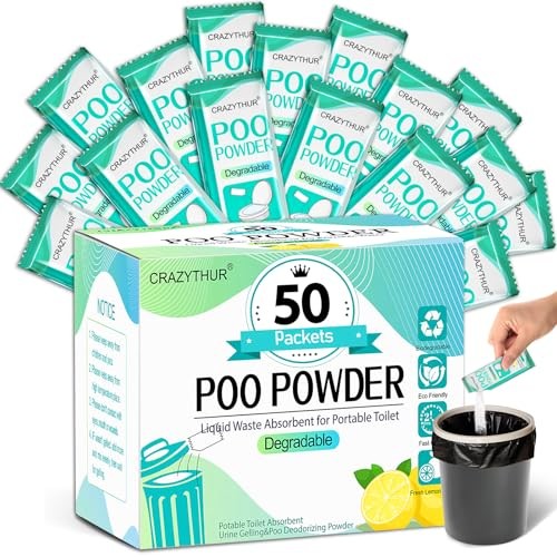 Portable Toilet Gel, Poo Powder for Portable Toilet, Camping Toilet 50Pcs-Lemon