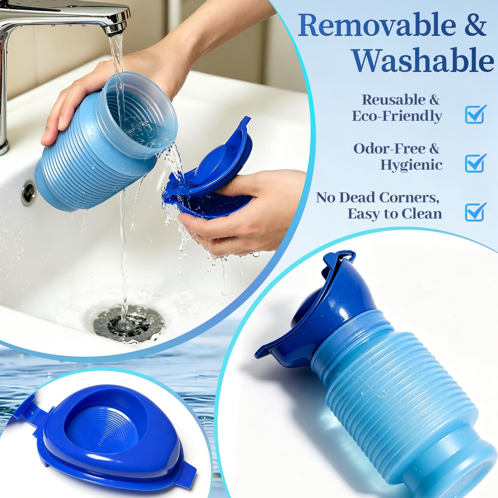 Lpluziyyds Scalable Emergency Urinal, 750ml Portable Toilet for 750ml, Blue