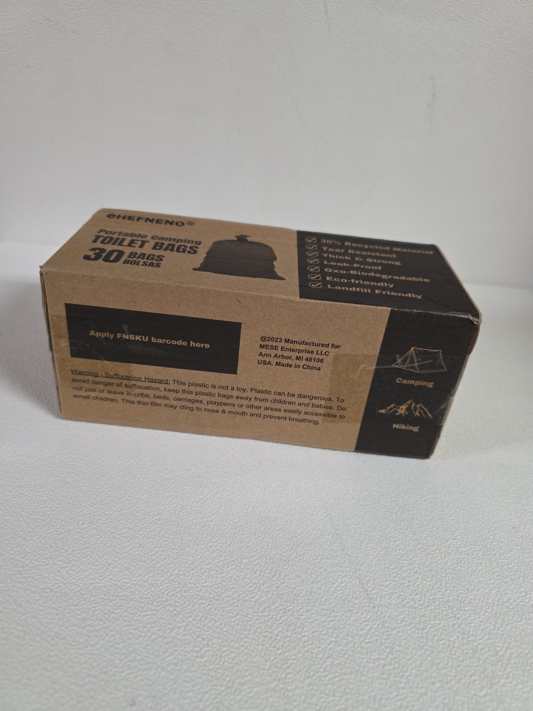 CHEFNENO Portable Camping Toilet Bags 30 Bags 26” X 23” 1.1 Mil NOS (2023)