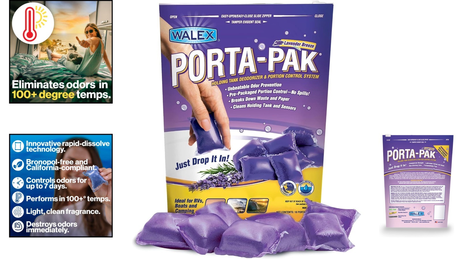 Porta-Pak Lavender Breeze 10-Pack: Instant Deodorizing & Waste Breakdown for …