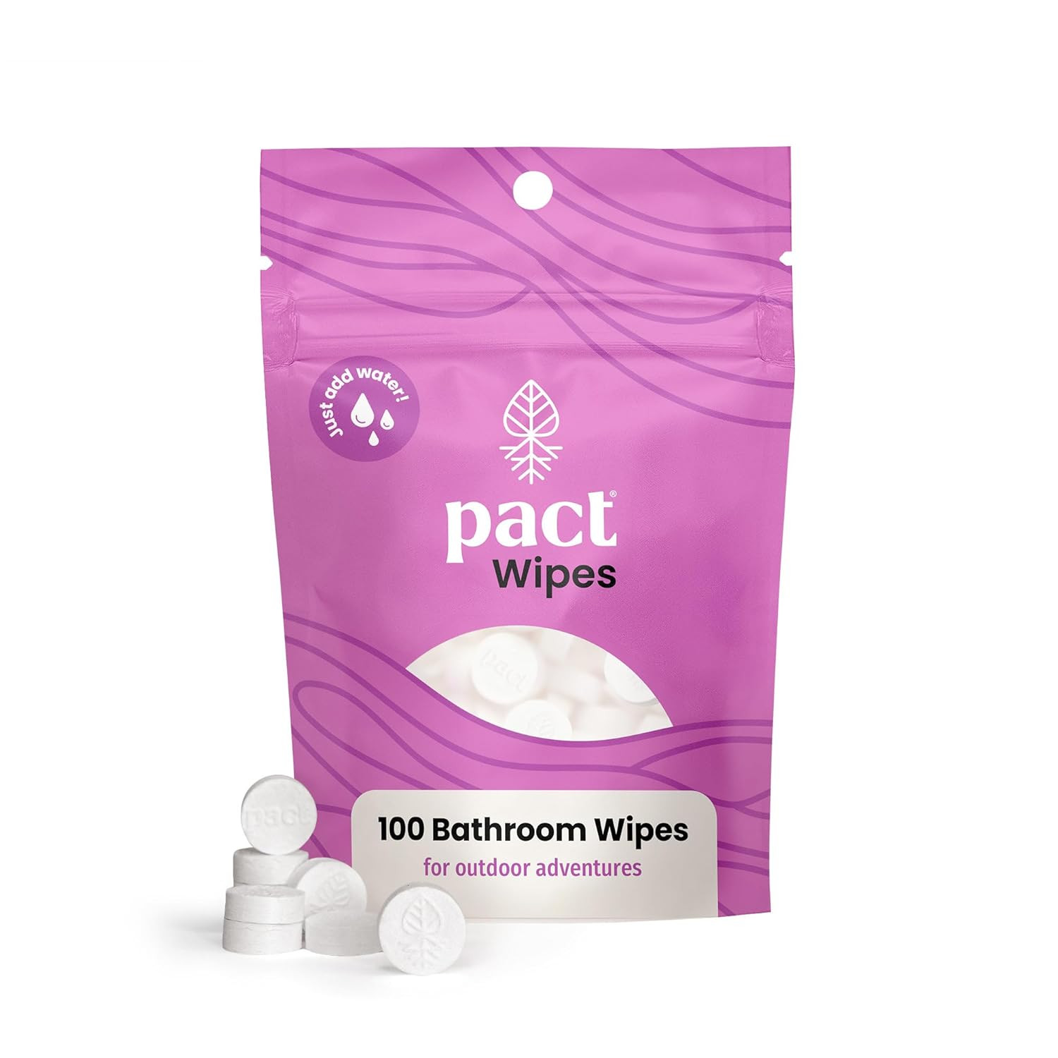 PACT Bathroom Wipes (100-Pack) | Compressed Toilet Wipes for Camping, Backpackin