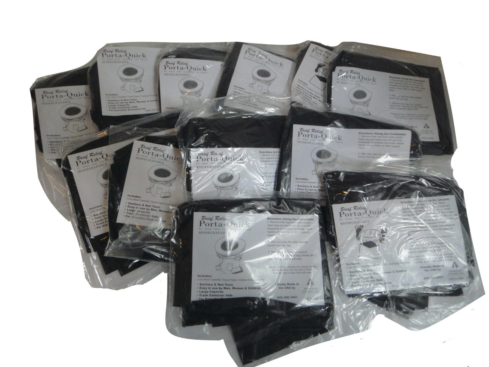 CASE of 12 NASA KITS (48-USE) KITS TO DESTROY DEODERIZE & DISPOSE OF HUMAN WASTE