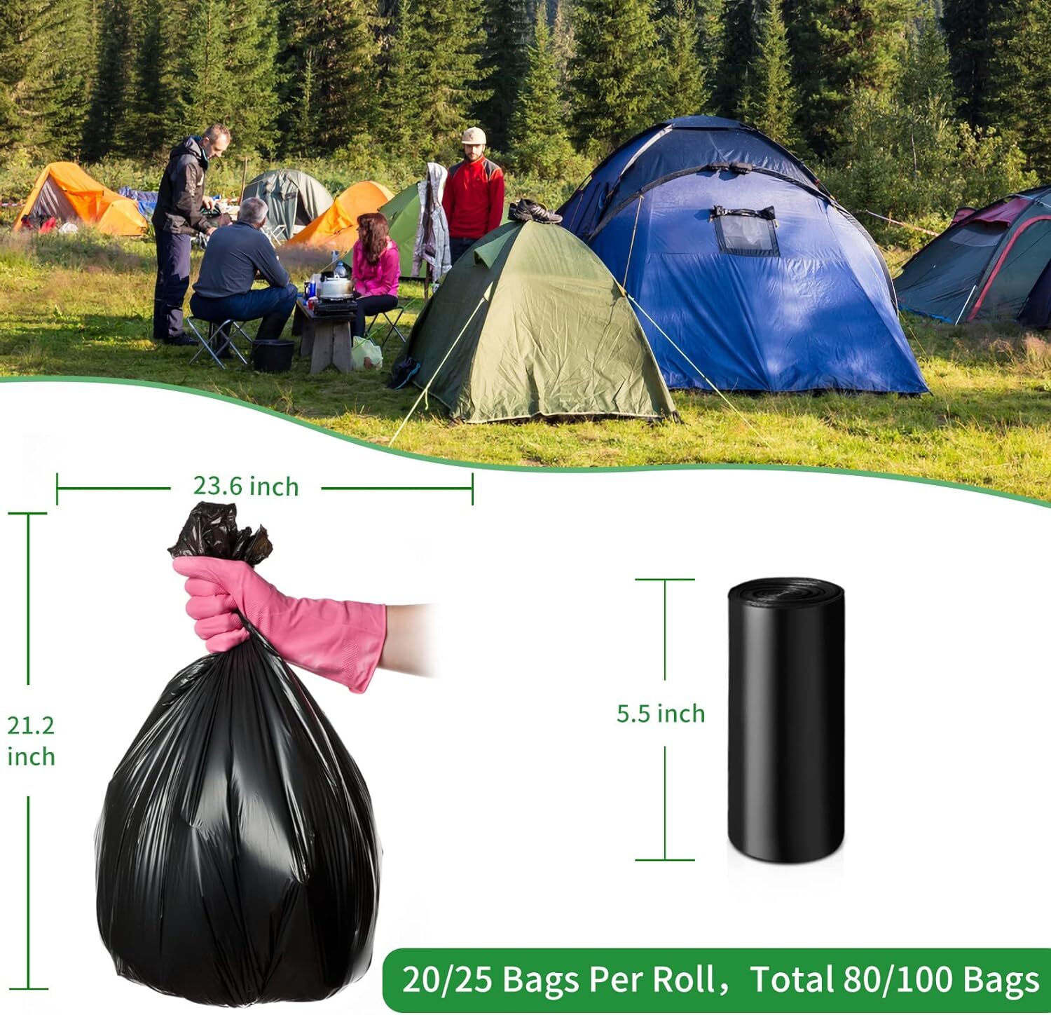 Portable Toilet Bags for Camping, Biodegradable Porta Potty Bags 8 Gallon Thicke
