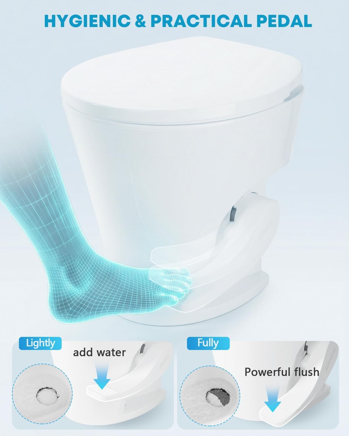 Kohree RV Toilet, 18.5” Residential Height, Soft Close Seat & Cover, Deeper Bowl