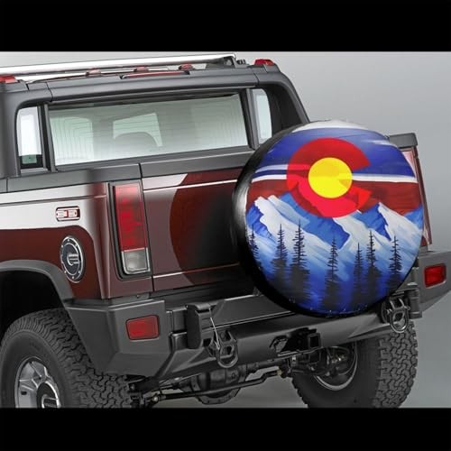 Spare Tire Cover for Rv Trailer Camper Truck 15 inch Colorado Flag Mountains