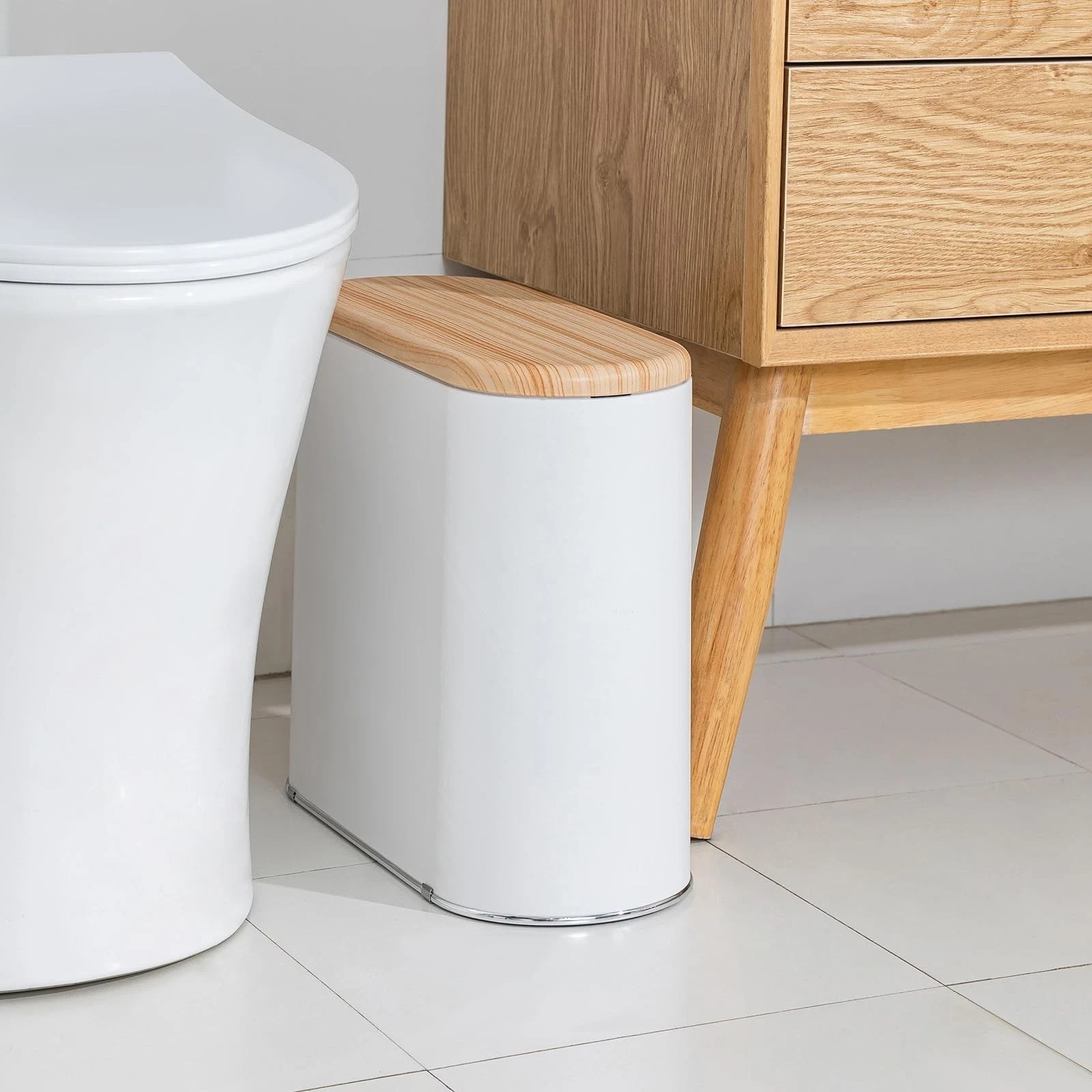 Small Bathroom Trash Can with Lid, 10L/2.6 Gal Slim Wastebasket – Odor & Pet …