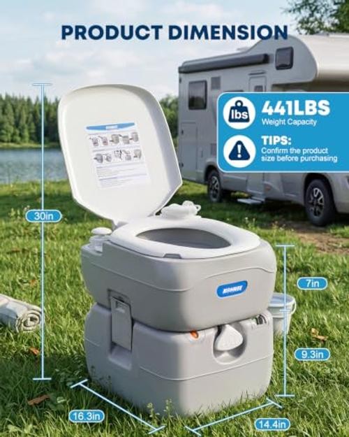 Portable RV Toilet – Camping Toilet Porta Potty – 5.8 Gal – Standard Large