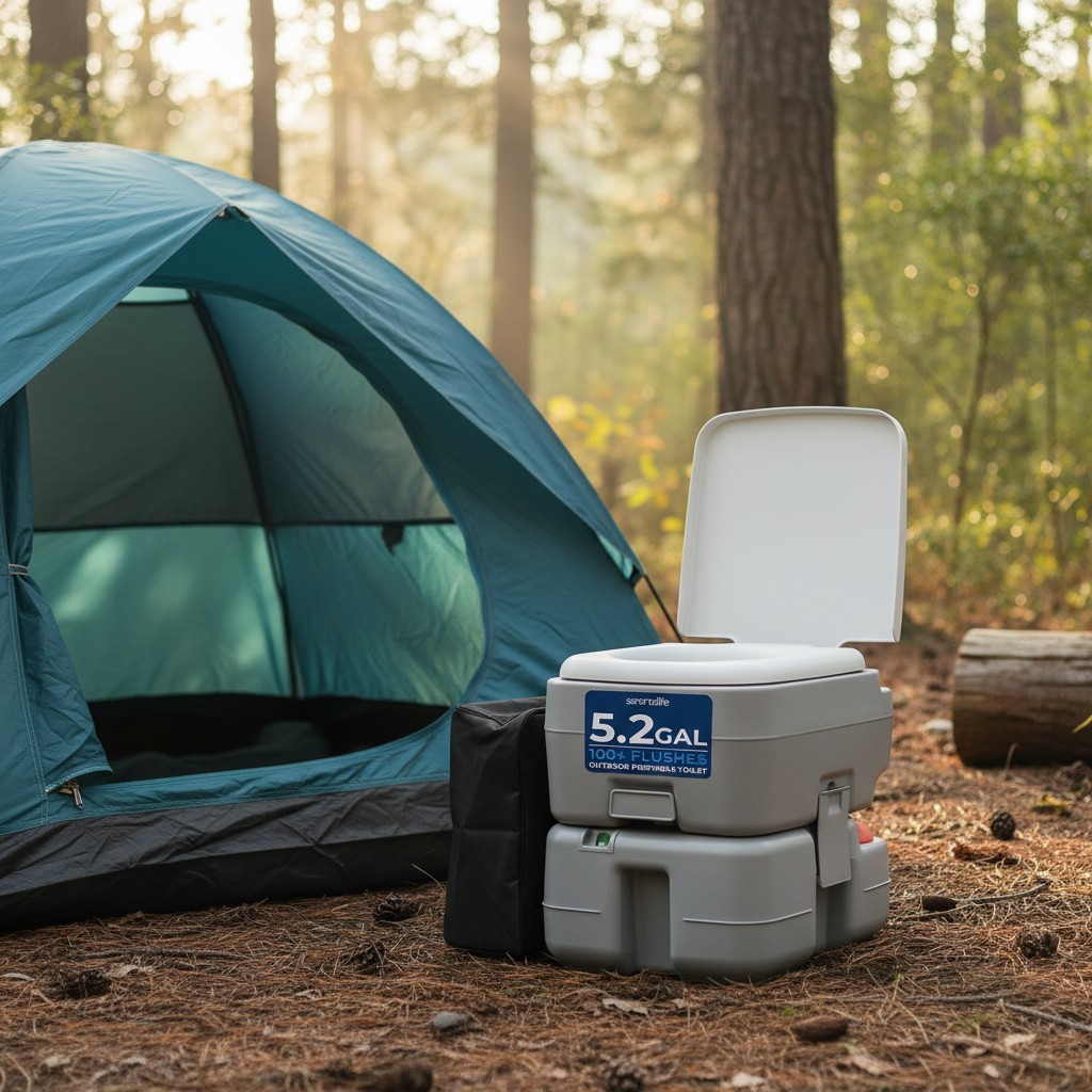 Durable 5.2 Gal Porta Potty with Detachable Tank & Fresh Water Rinse for Camping