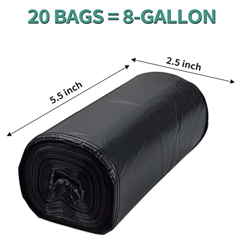 80/60/20 Portable Camping Toilet Bags 100% Compostable 8 Gallon 20 count-BLACK