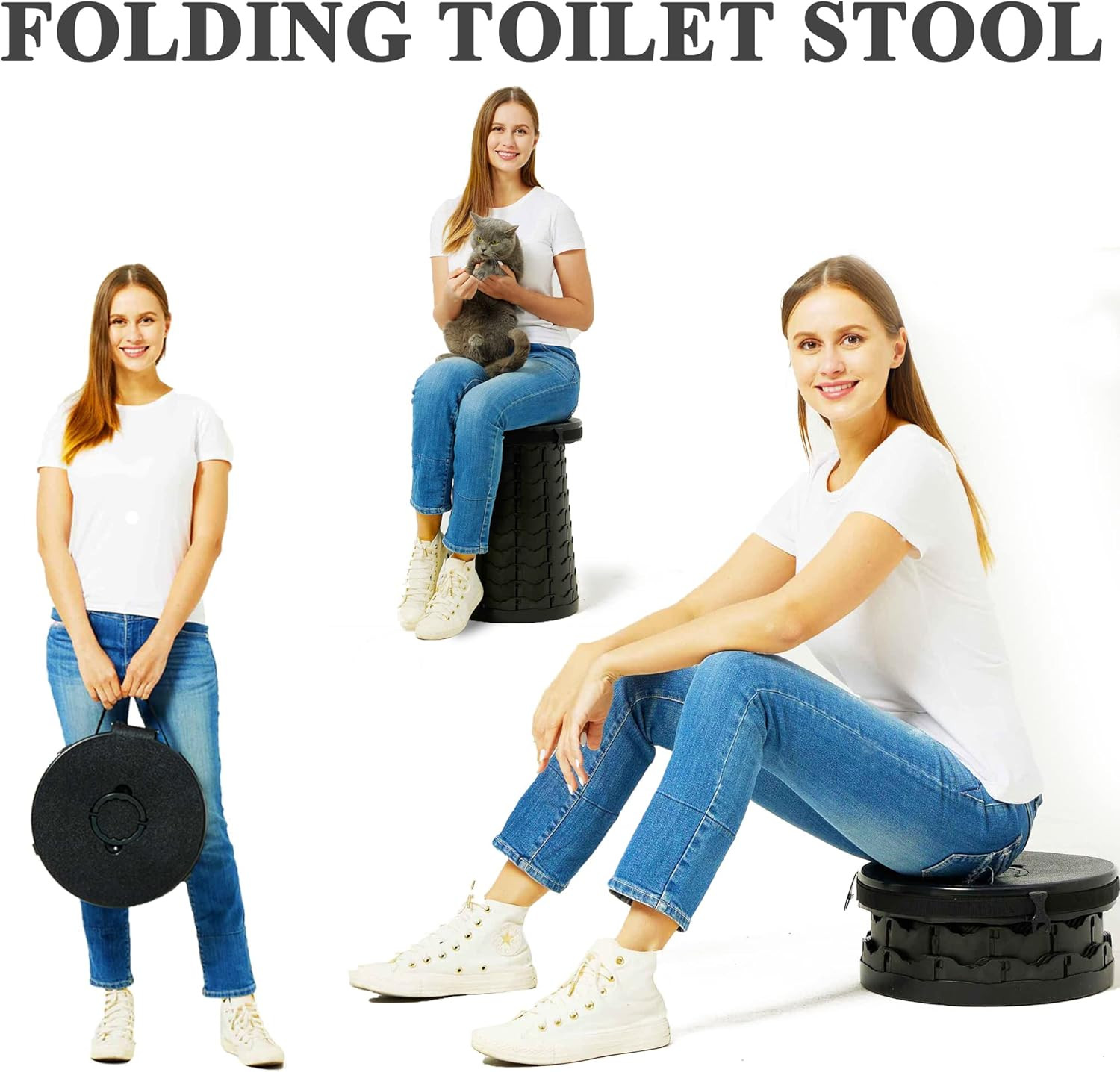 XXL Portable Toilet for Camping,880Lbs Capacity,19.7″ H Adjustable Portable Toil
