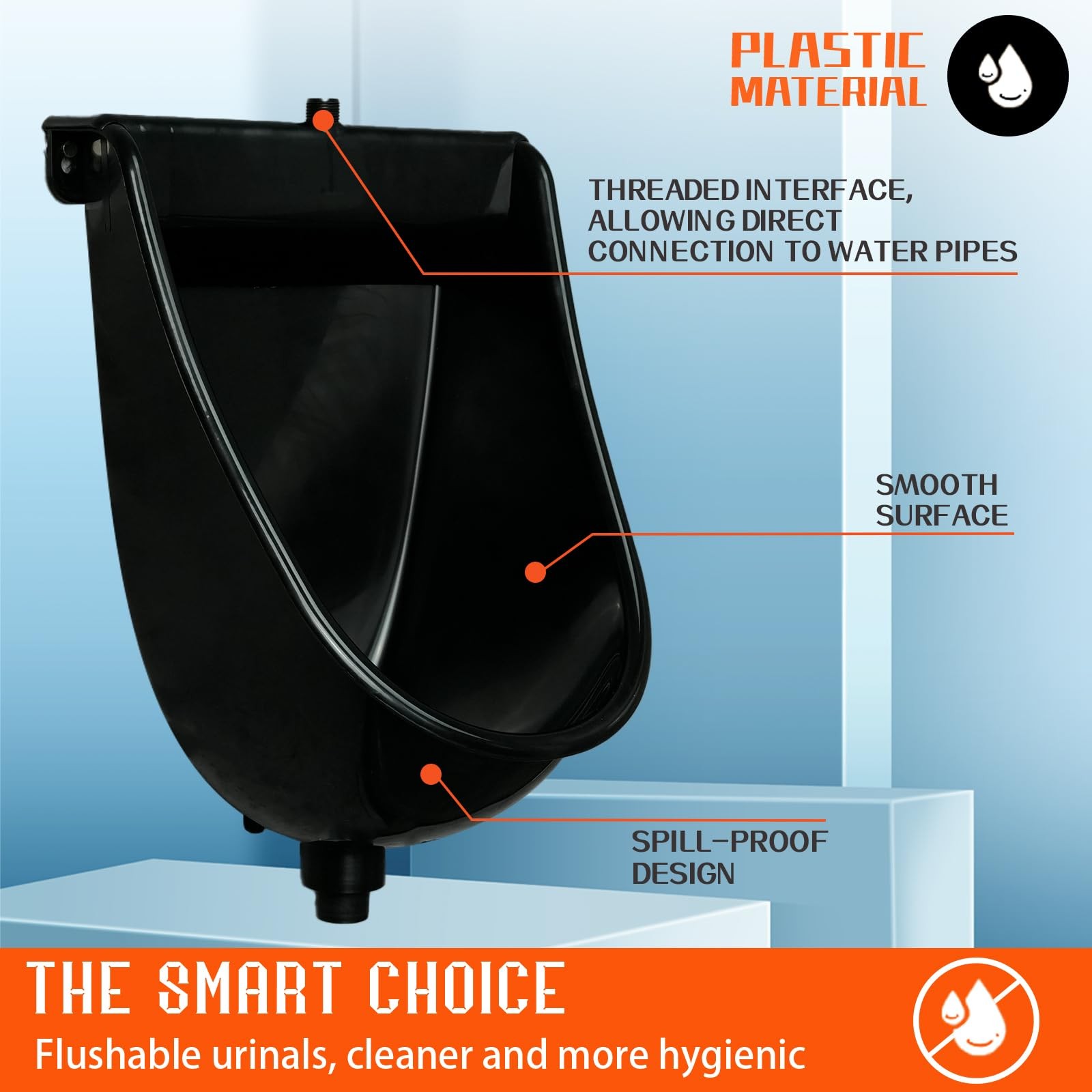 Wall Mounted Commercial Urinal With Flushable Bathroom Waterless Urinal for M…