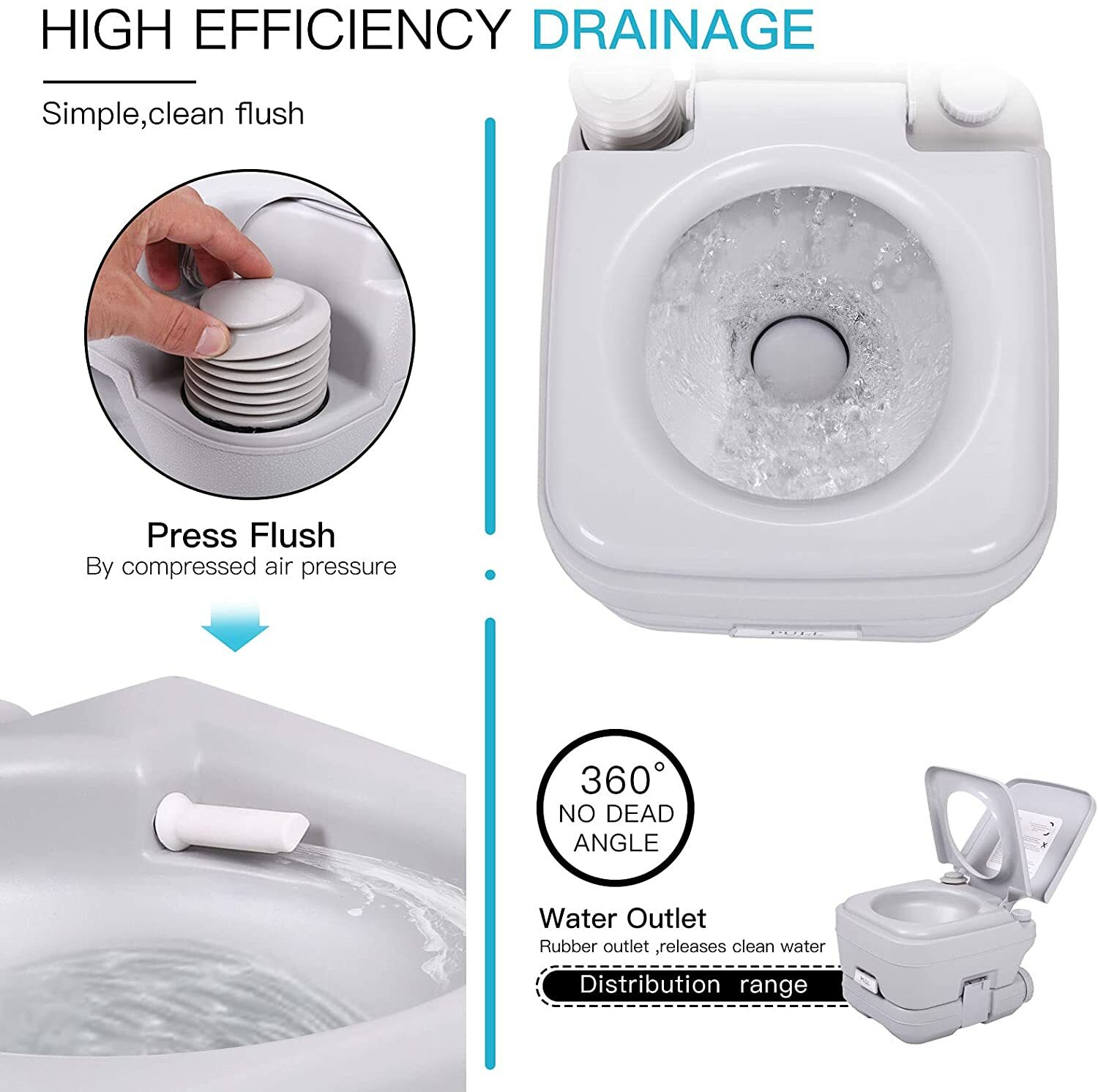 2.6 Gallon Portable Toilet Flush Commode Potty Outdoor Indoor Travel Camping