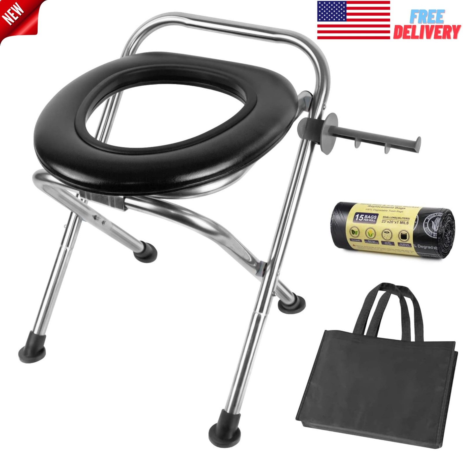Soft Seat Portable Toilet Potty Chair for Camping, Travel, Road Trips, Trucker