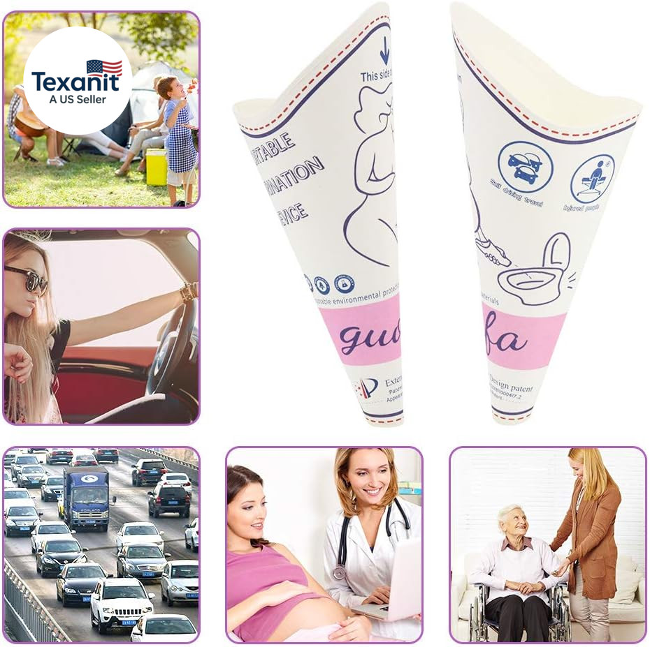 Disposable Female Urination Device, Portable Waterproof Paper Pee Funnel for Wom