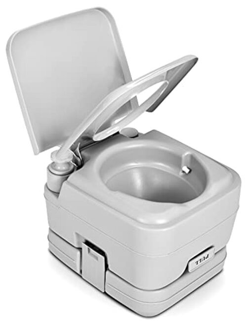 Portable Camping Toilet, Travel RV Toilet, 2.6 Gallon Handle Flush Pump