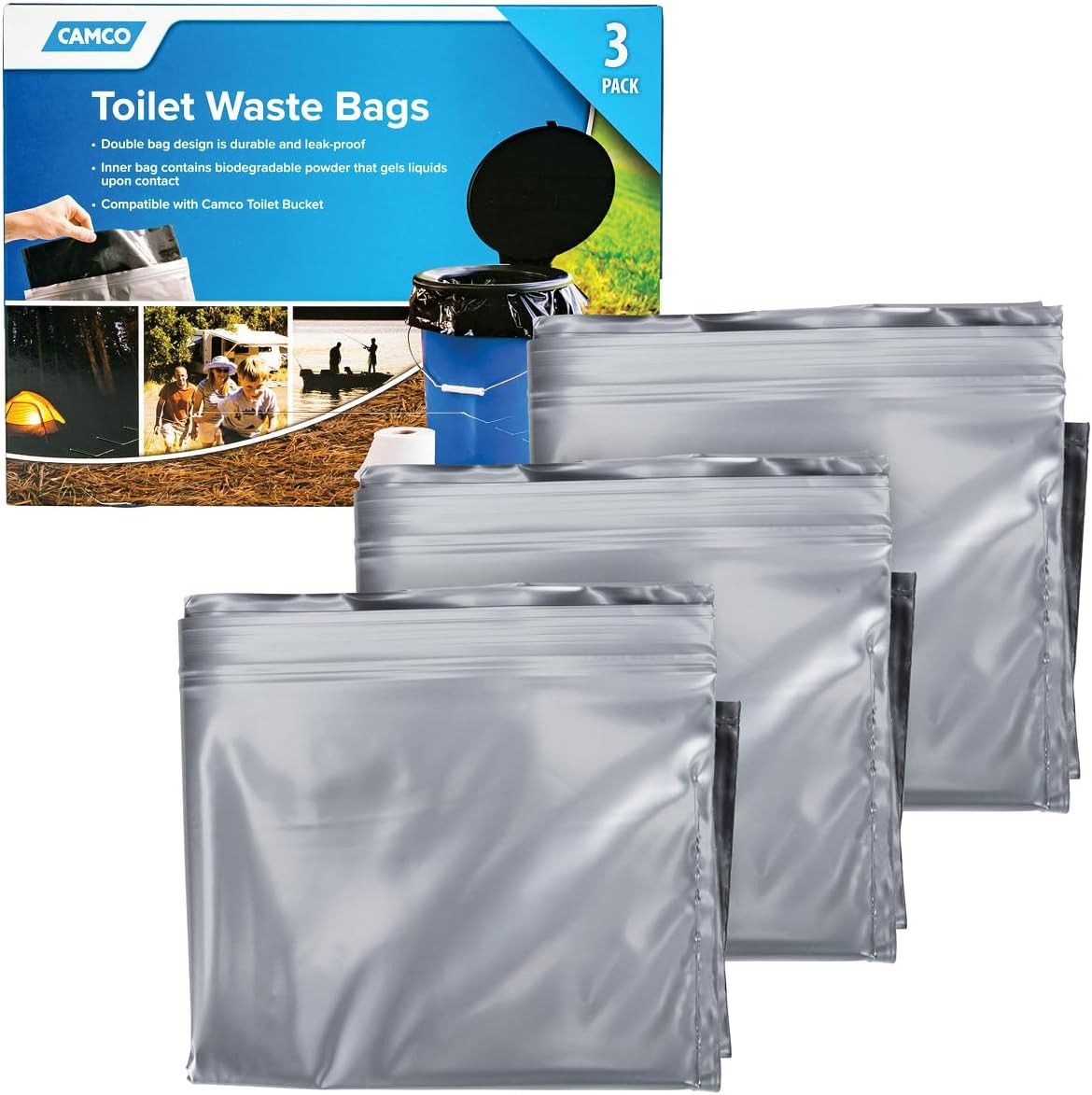 Toilet Waste Bags – Durable Double Bag Design Is Leak-Proof – Inner Bag Gels Any