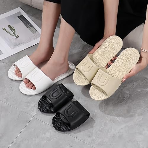 Portable Travel Slippers for Women Men Foldable 6-6.5 Women/5-5.5 Men Q Black