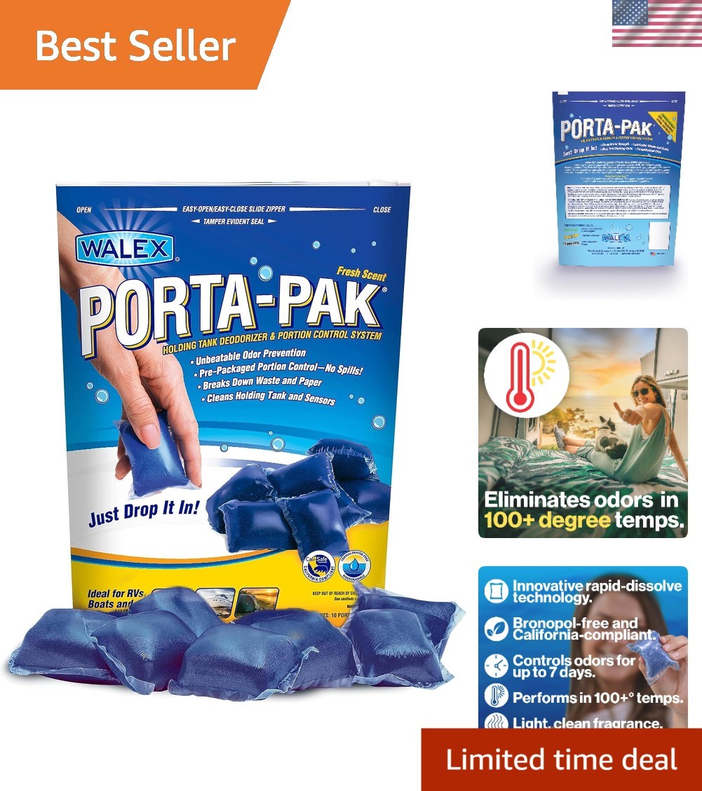 Porta-Pak 10-Pack Holding Tank Deodorizer – Rapid Waste Breakdown, Fresh Scent