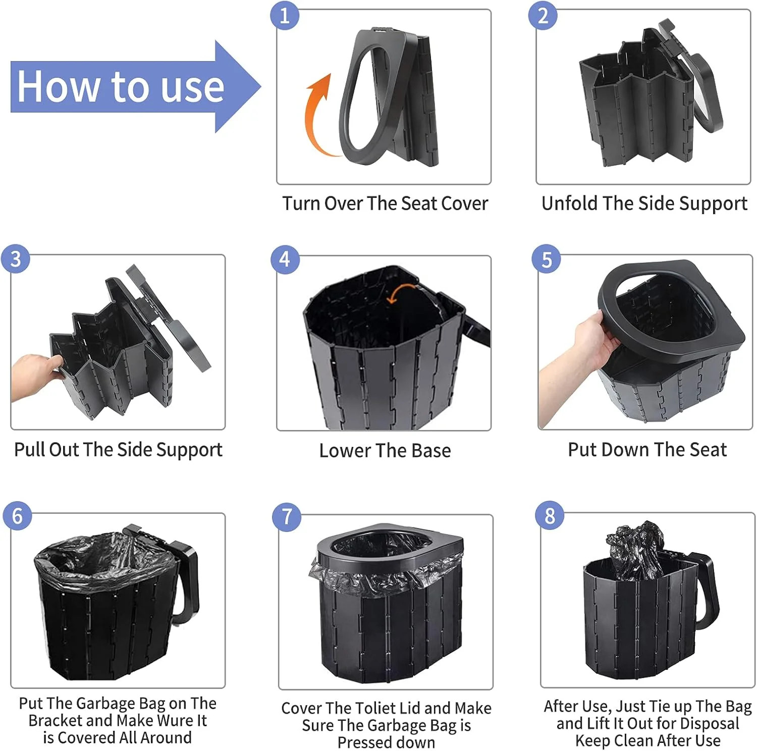 Portable Toilet for Camping, Potty Adults, Porta Travel Commode Bucket Car, Trav