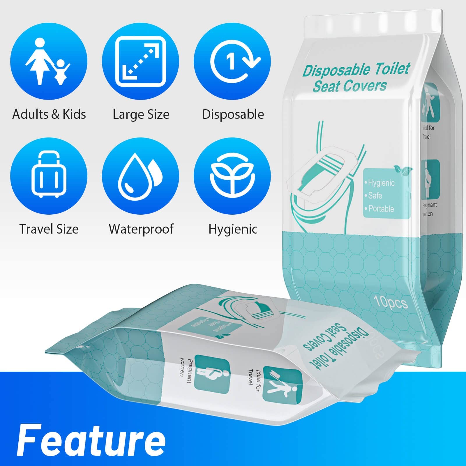 30 Pack Toilet Seat Covers Disposable100% Waterproof 30 Pack, XL, 30 Pcs, XL