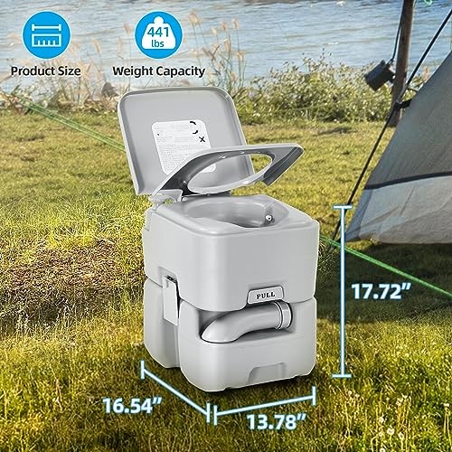 lon Portable Travel 5.3 Gal Double Watwer Outlets+Handle Flush Pump+ Wheels