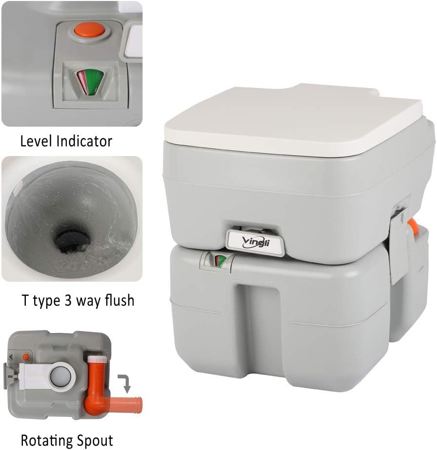 Portable 5.3 Gallon Camping Toilet w/Carrying Bag,Large Capacity Tank