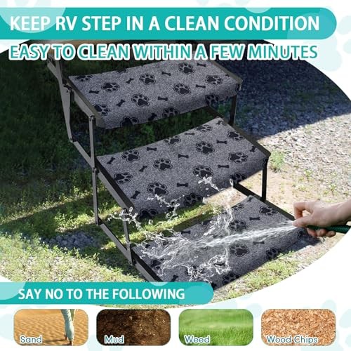 Packs Rv Step Rug Covers Wide Camper Step Cover with 22 x 20 Inches 3 Grey