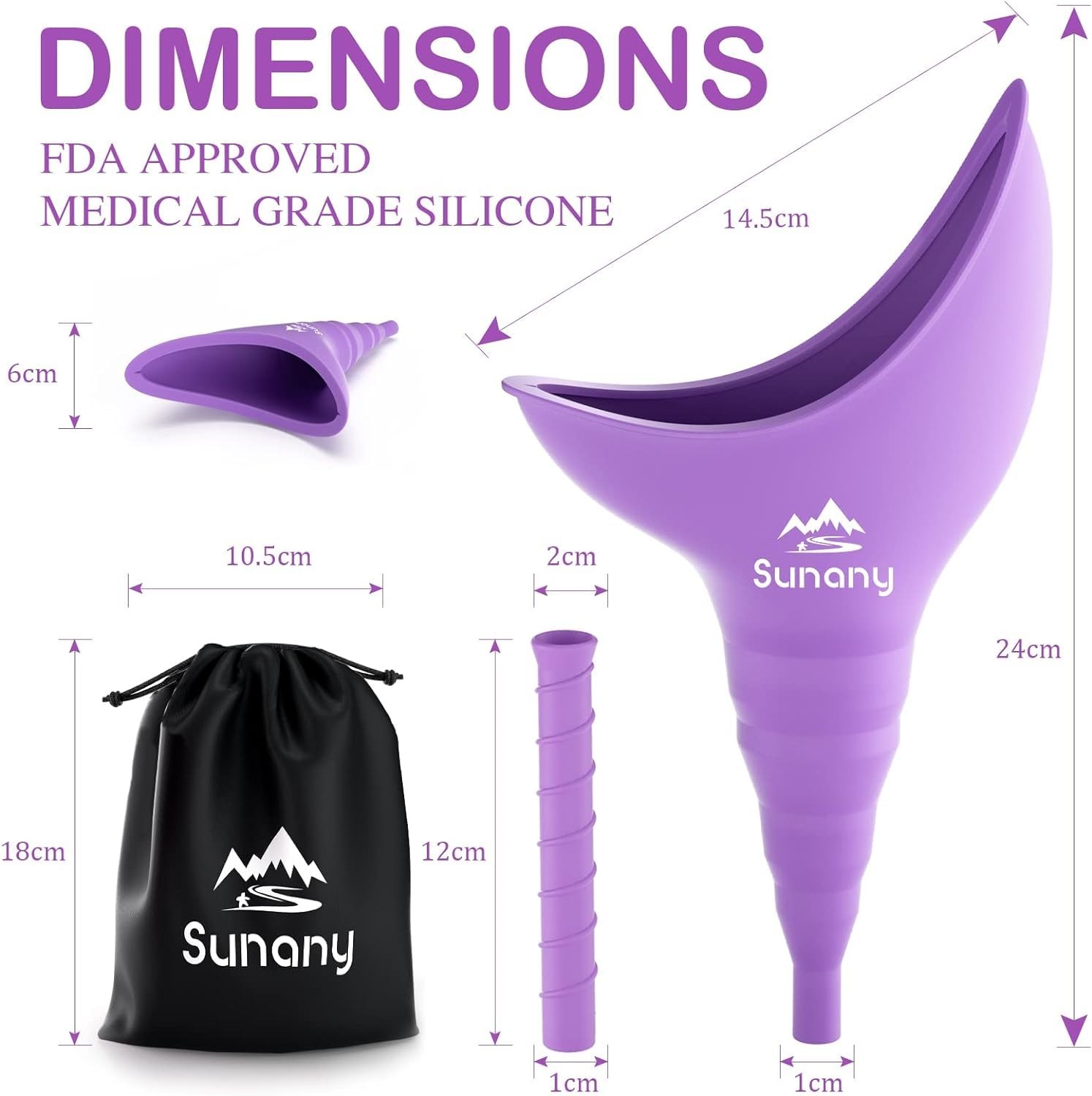 Light Purple Reusable Female Urination Device Silicone Funnel for Women Pee Aid
