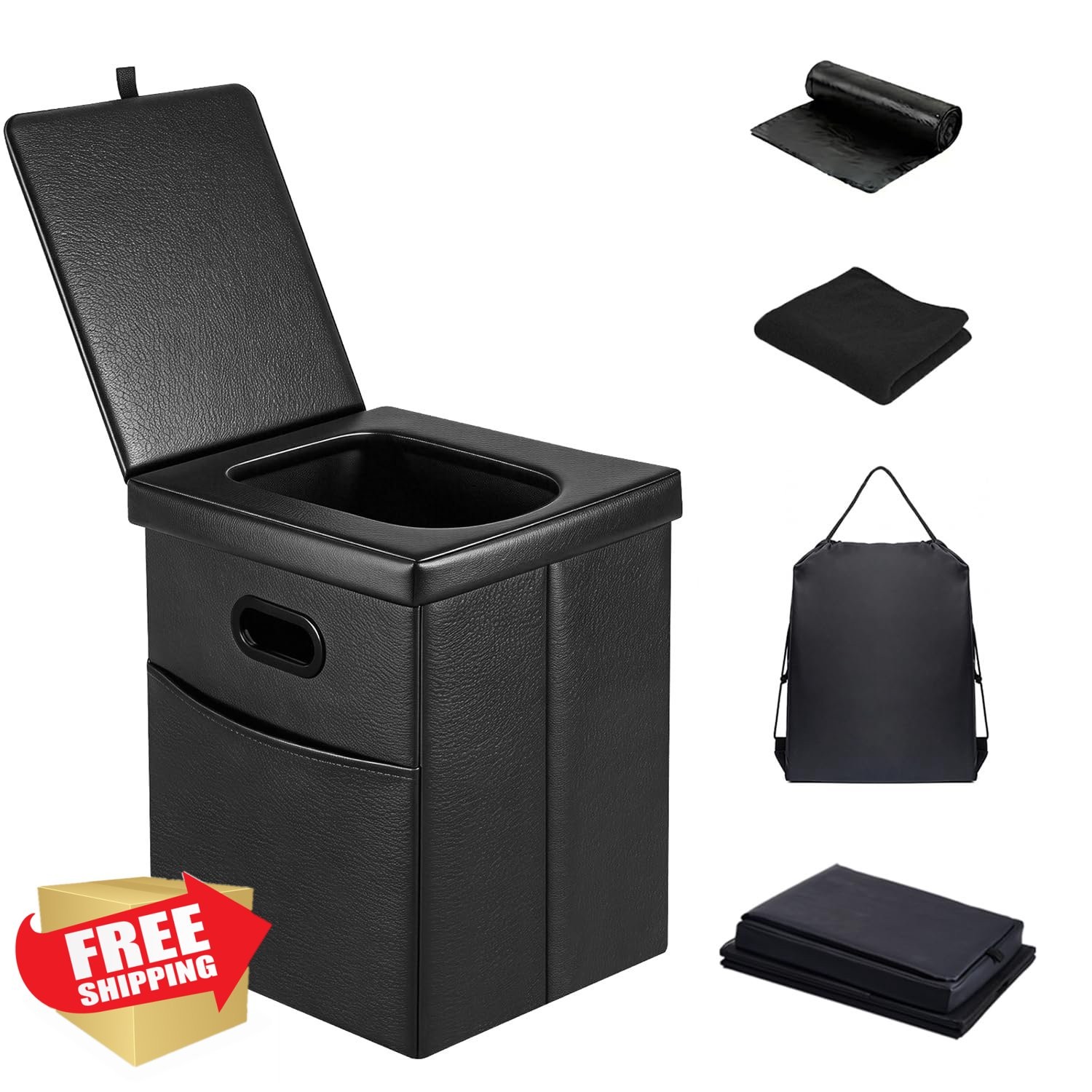 Panmout 16.5″ XL Portable Camping Toilet Foldable Adult Commode
