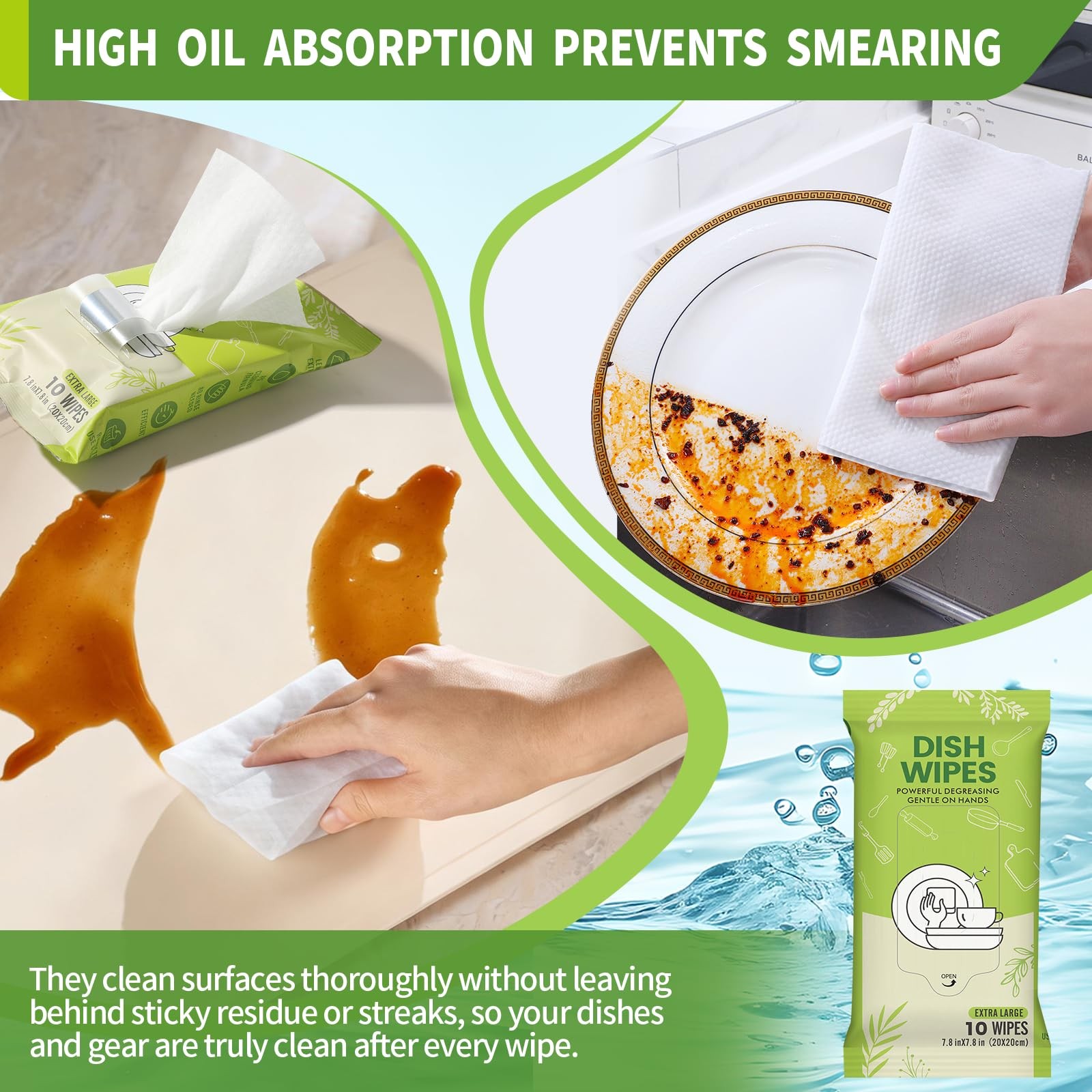 4 Pack Dish Wipes Camping Dish Wipes Travel Dish Soap Camp Kitchen Wipes Port…