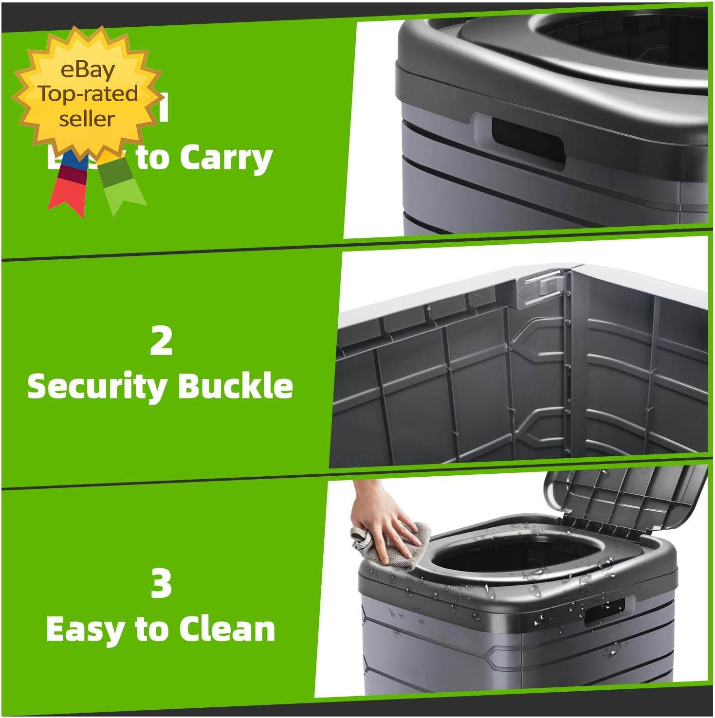 XXL Portable Camping Toilet 16 Inch Tall with Lid Carry Bag Heavy Duty Potty“`