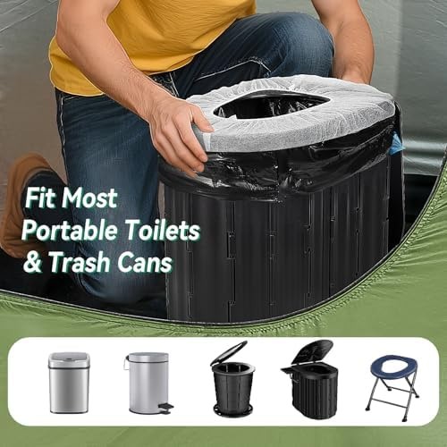 Portable Toilet Bags – 2 Mil Thickened Camping Toilet Bags, Drawstring Travel…