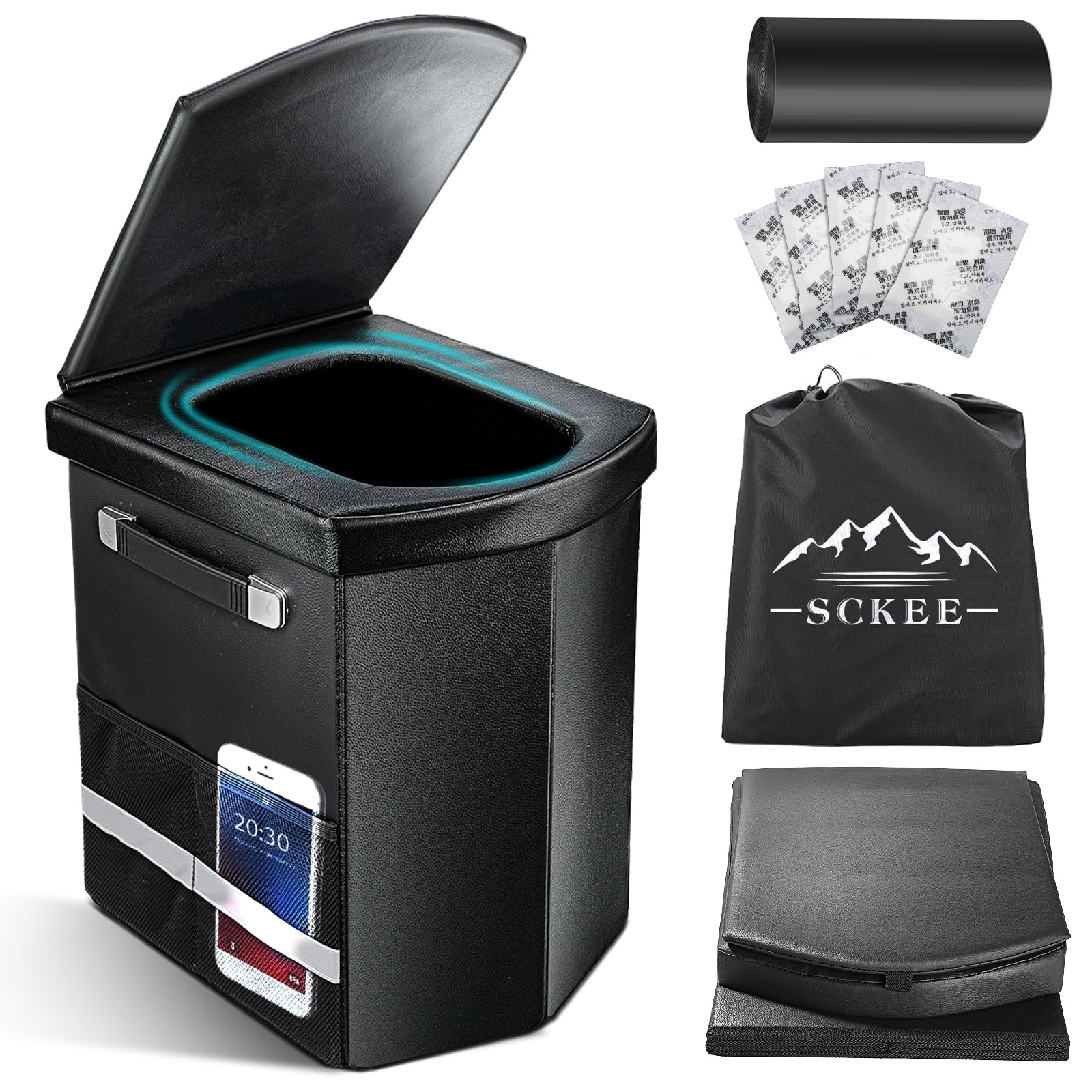 2025 Upgraded 16.5” XL Portable Toilet for Adults,Tall Camping Toilet with L…
