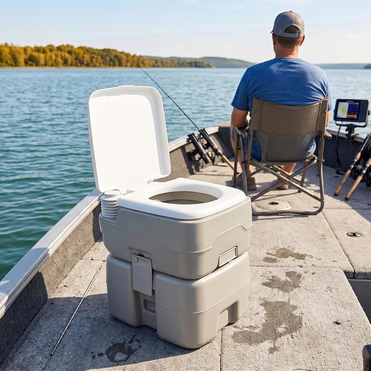 Outdoor Portable Toilet 5.3 Gallon Waste Tank Porta Potty W/ Pressure Pump