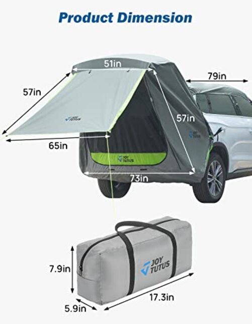 SUV Tailgate Tent with Awning Shade, Car Roof Medium-Standard Grey Green