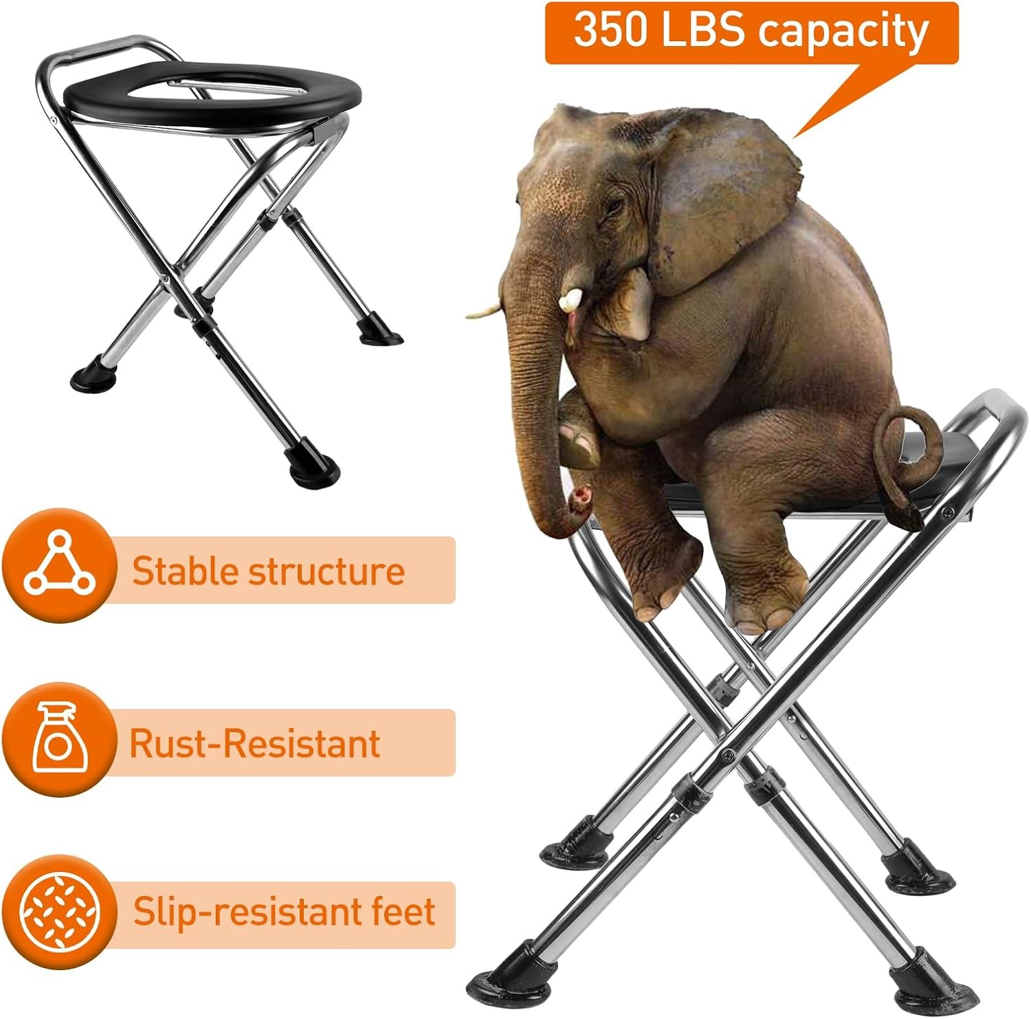 Portable Toilet for Camping, Height Adjustable Travel Portable Potty for Adults,